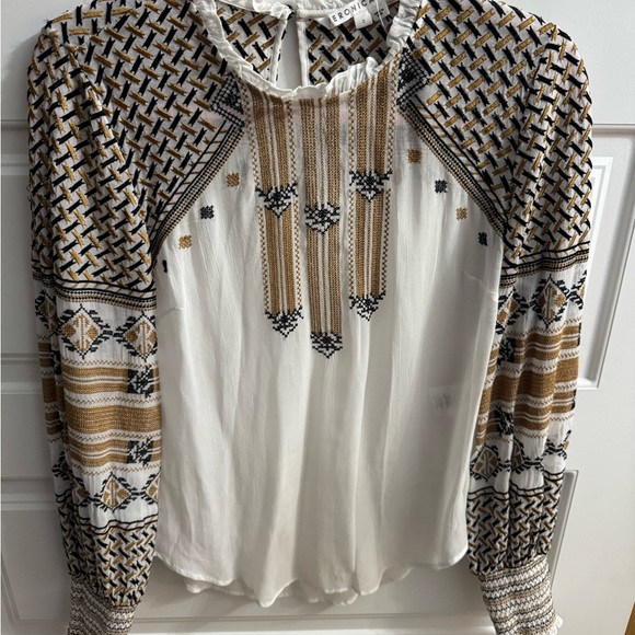 Veronica Beard Beige and Black Patterned Blouse - Picture 2 of 4